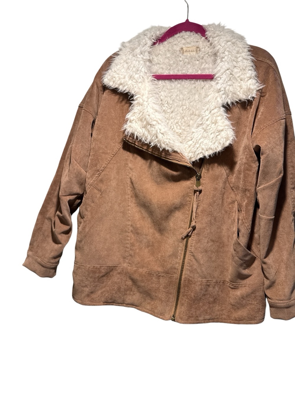 Women's Corduroy Faux-Shearling Jacket - Tan